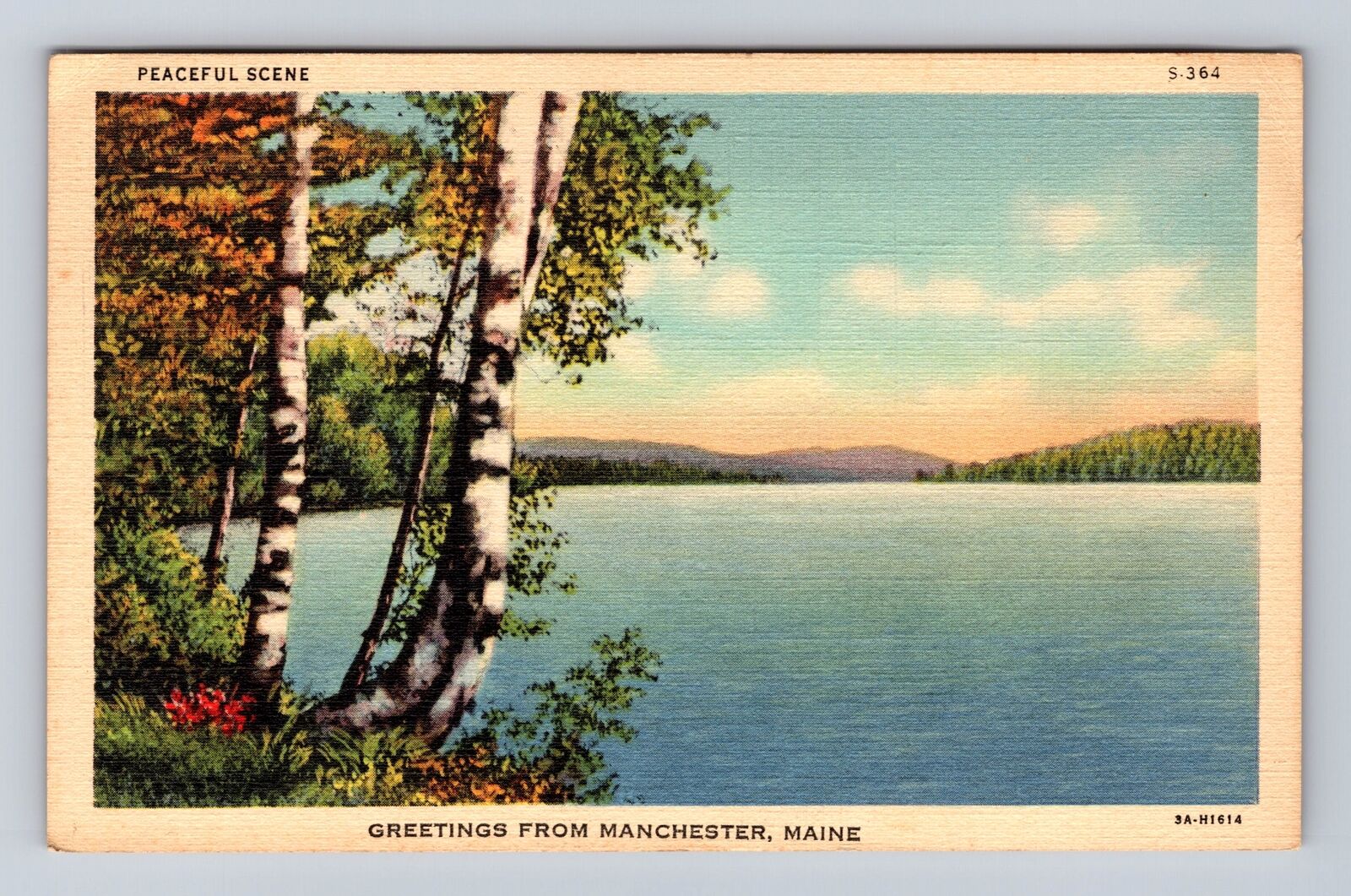 Manchester ME-Maine, General Greetings Peaceful Scene, Vintage c1940 Postcard