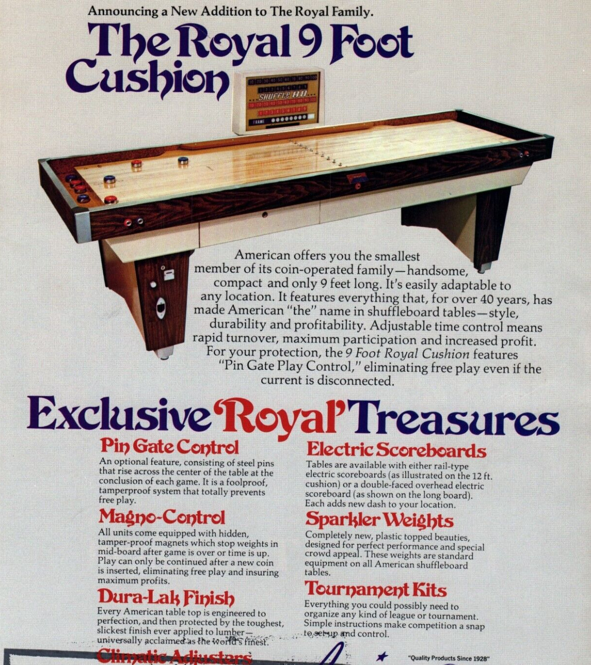 Rare American Shuffleboard Royal Sales Fold-Out Flyer Ad 8x11 Original c1970s