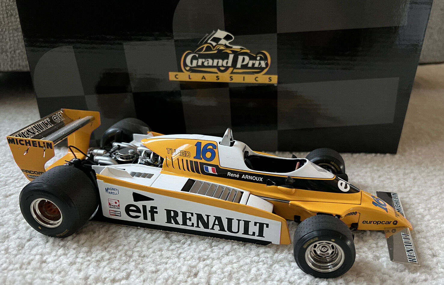 Exoto F1 Renault Elf RE-20 Turbo #16 Rene Arnoux 1:18 Scale w/Box EUC