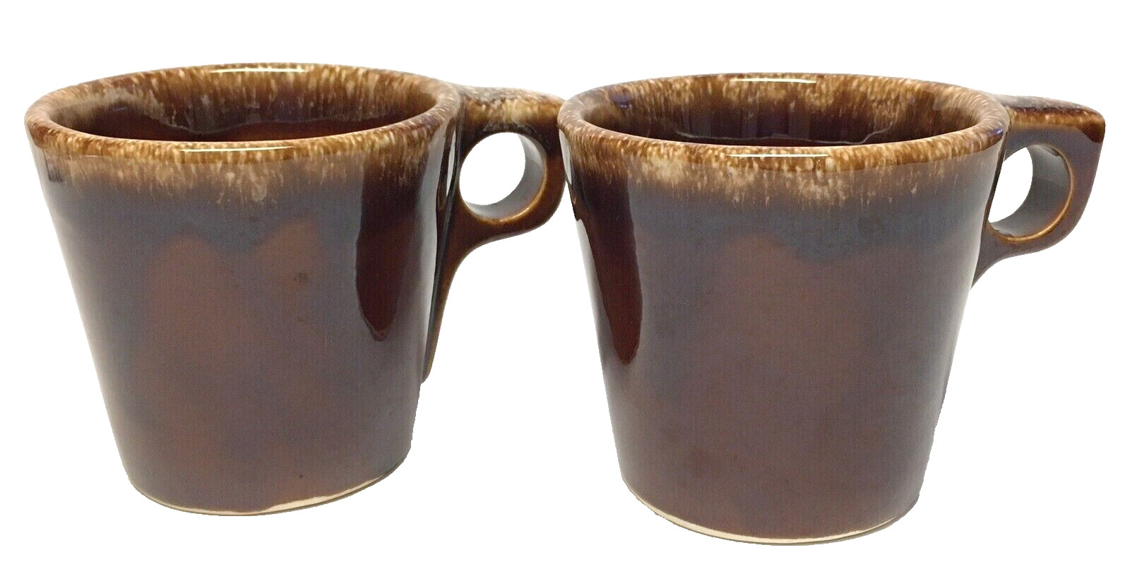 Vintage Hull USA Brown Drip Glaze Pottery Mugs MCM  60s 70s Retro Set -2