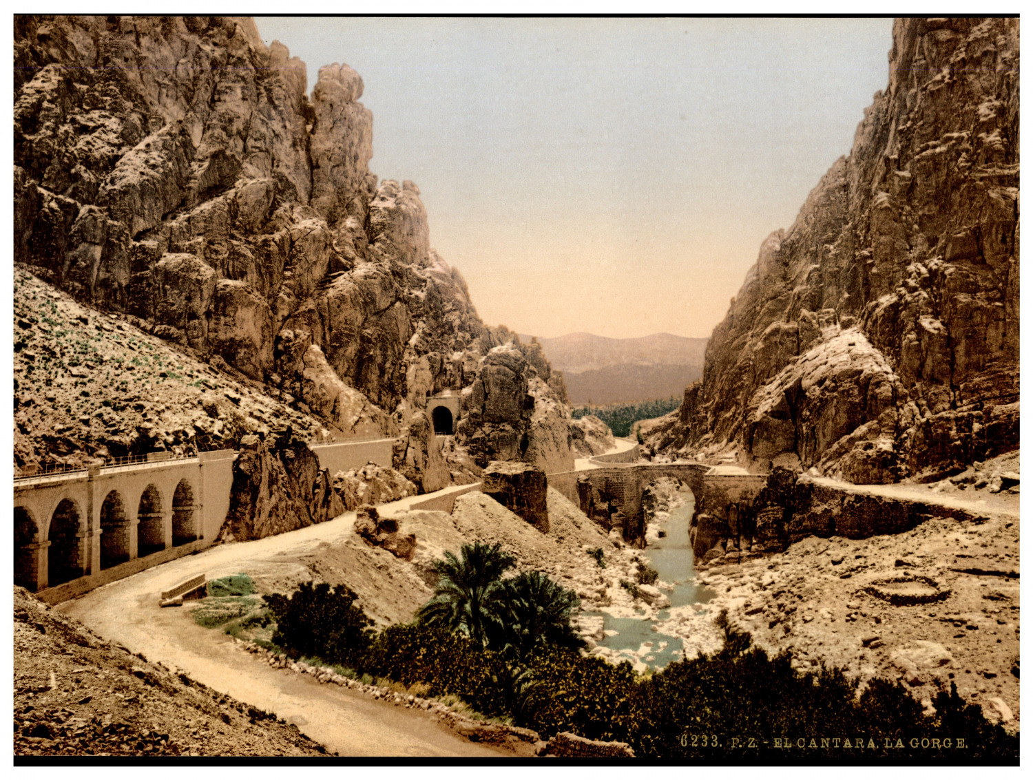 Algeria, El Kantara, La gorge III Vintage photochrome, photochromy, vintage
