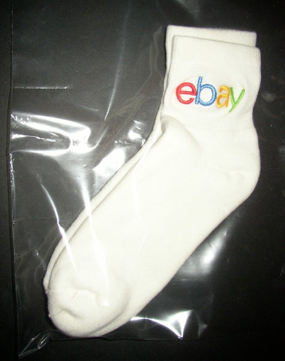 eBay Ankle Socks 1 Pair Size 9-11 White Original Color Logo Unisex Swag