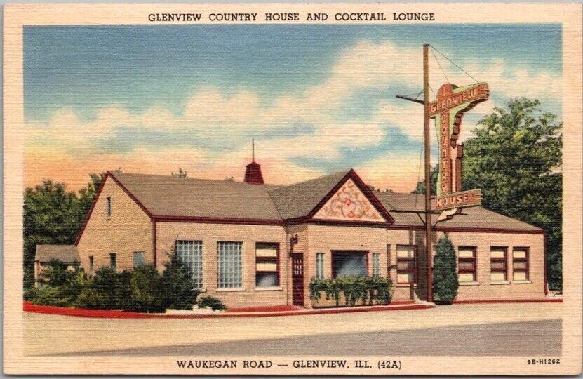 Glenview, Illinois Postcard COUNTRY HOUSE RESTAURANT Waukegan Road Linen c1939