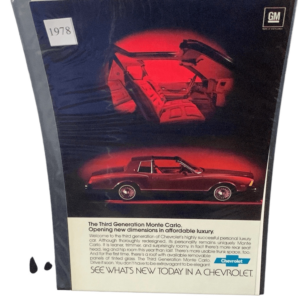 Vintage 1978 Chevrolet Chevy Monte Carlo Third Generation Ad Advertisement