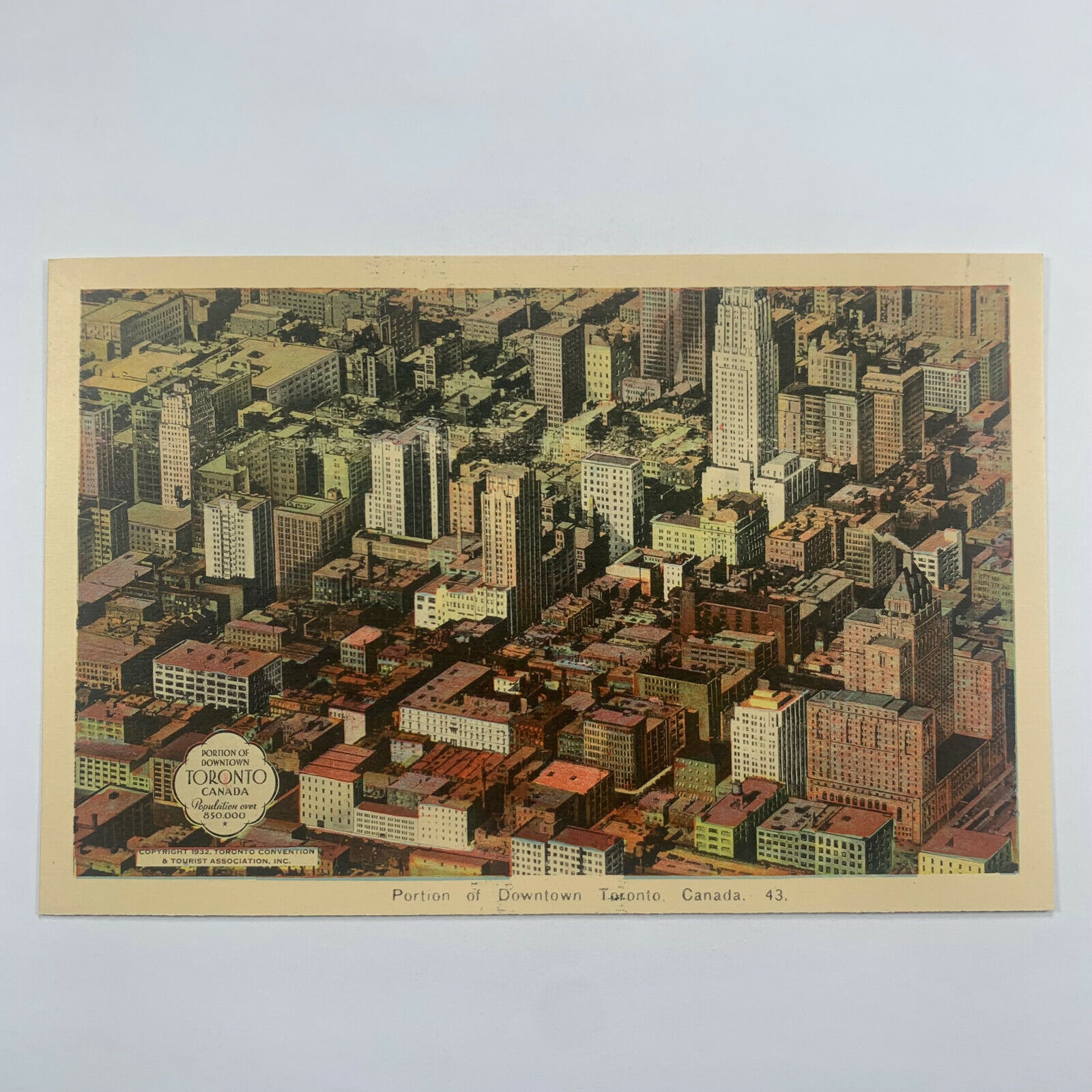 Postcard Canada Toronto Ontario Downtown Aerial Bird Eye 1940s Unposted