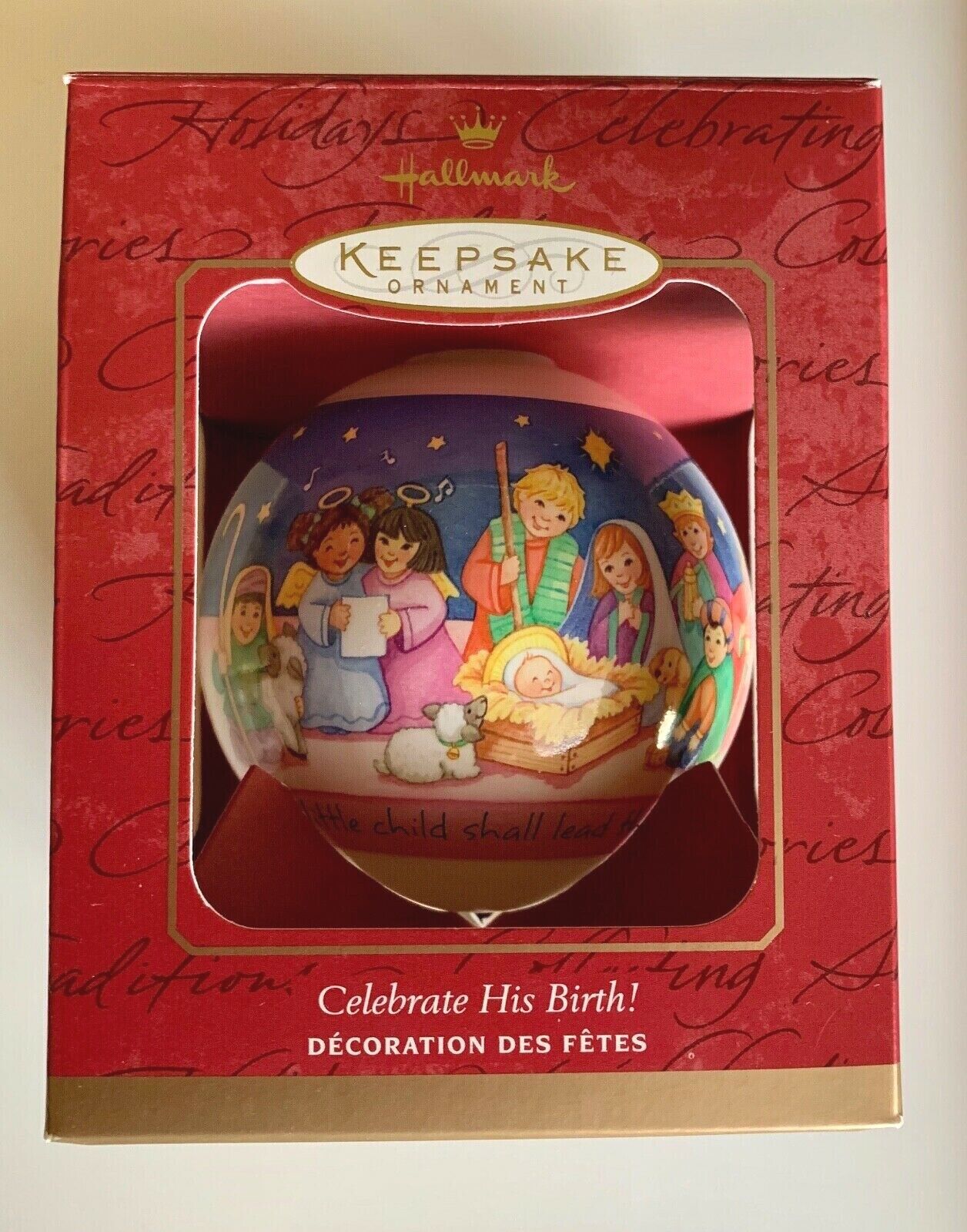 Hallmark 2000 Glass Ornament ~ Celebrate His Birth ~ Nativity Scene ~ Boxed ~NEW
