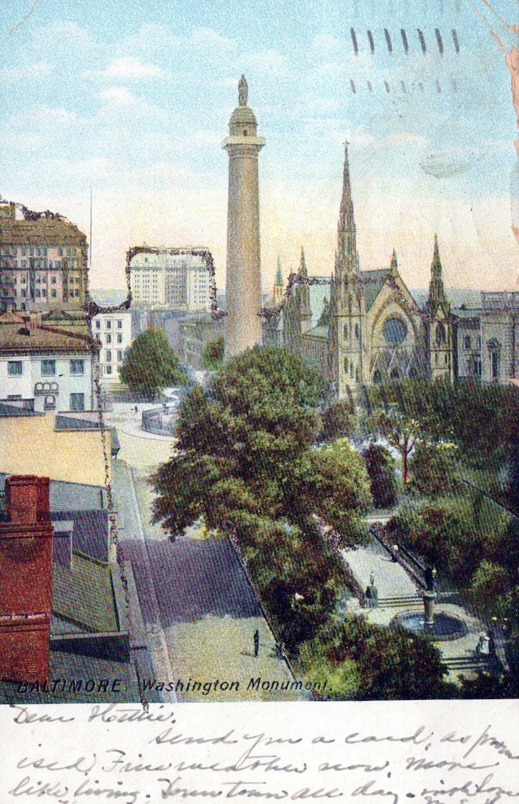 Baltimore Washington Monument Maryland Posted Undivided Back Vintage Postcard