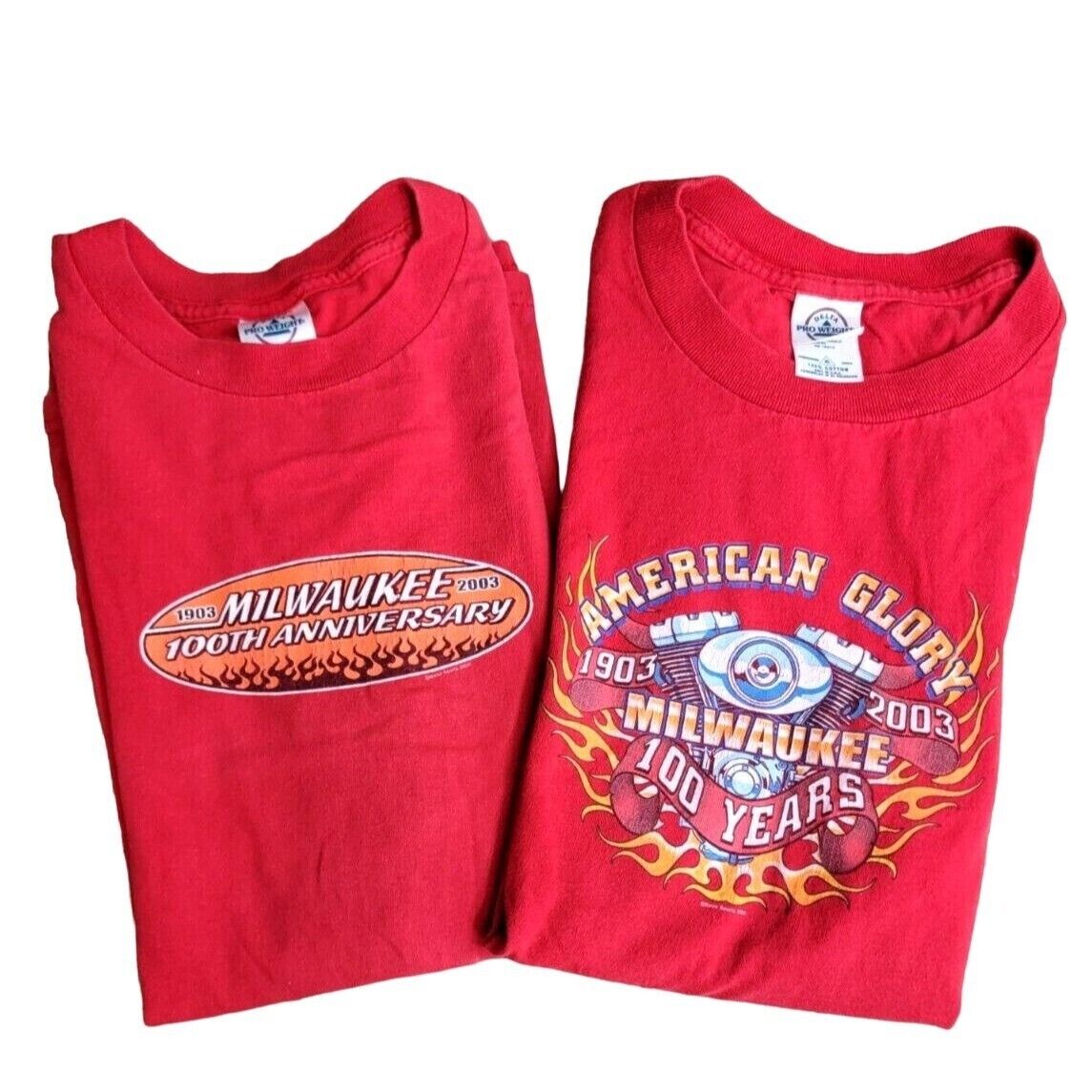 2 Vintage American Glory Motorcycle Ride Of The Century 1903 2003 T-shirts