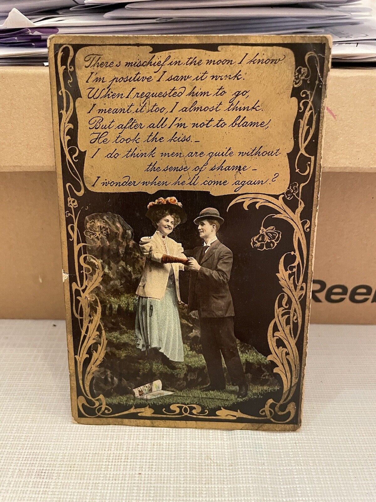 Vtg Postcard Couple There’s Mischief In The Moon 1908
