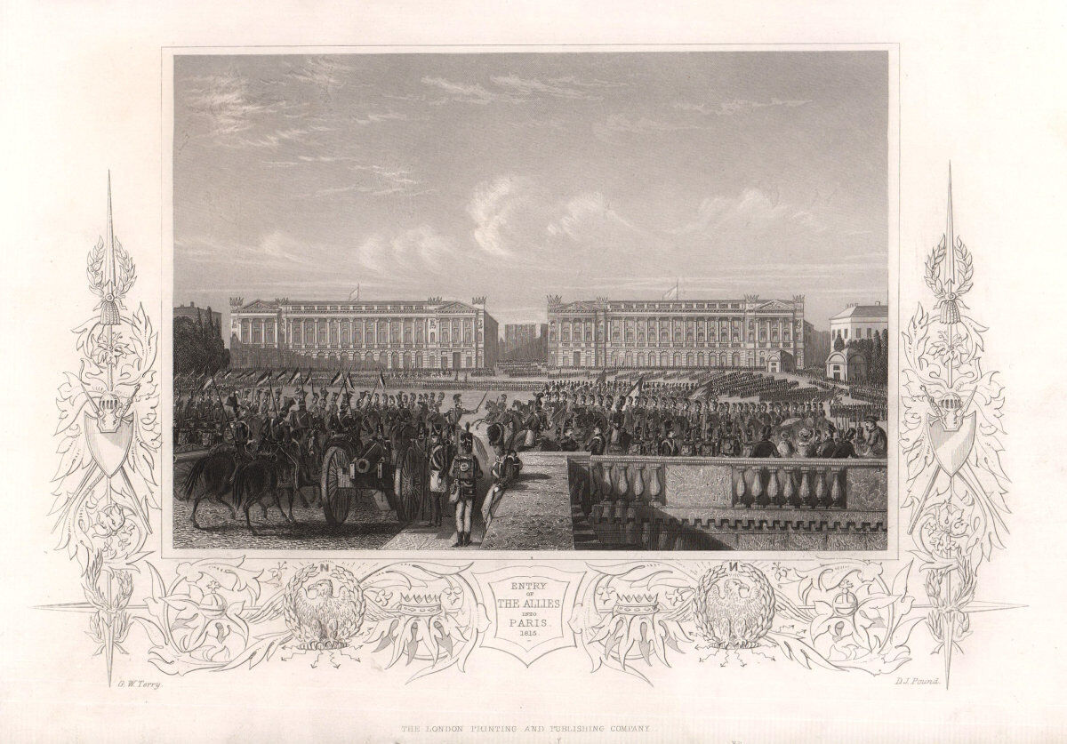 Entry of the Allies into Paris 1815. Napoleonic Wars. TALLIS c1855 old print