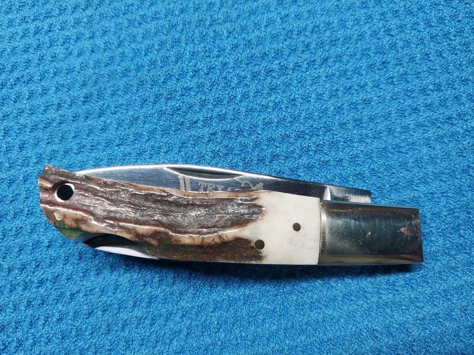 💯Vintage Taylor Cutlery Elk Horn Texas Lockback Genuine Stag Knife Unused NICE 