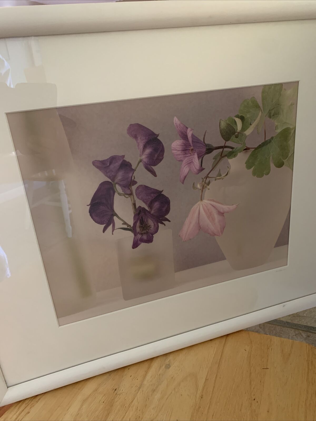 Photo JILL BEDFORD Two Vases Purple Floral Frame 21x17\