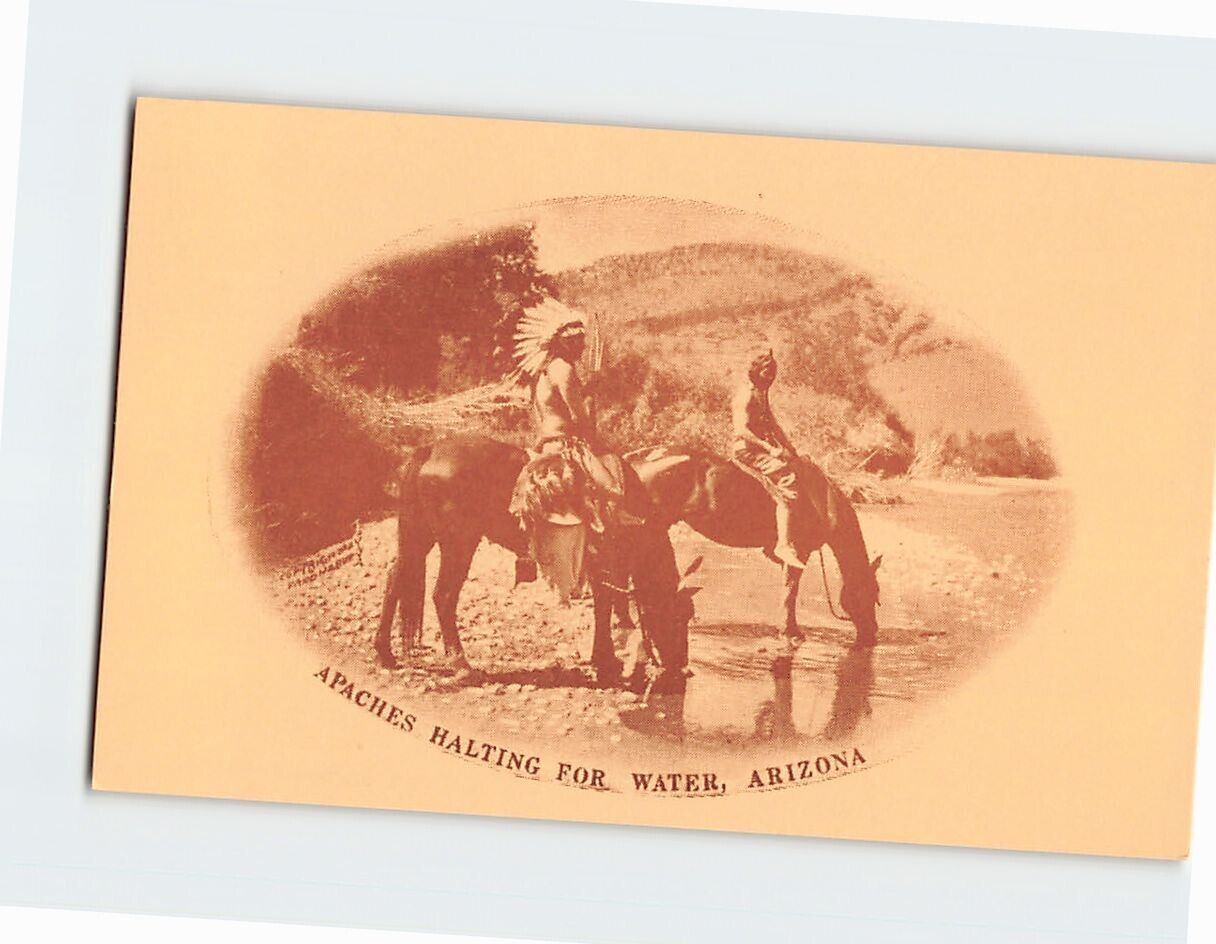 Postcard Apaches Halting For Water, Arizona
