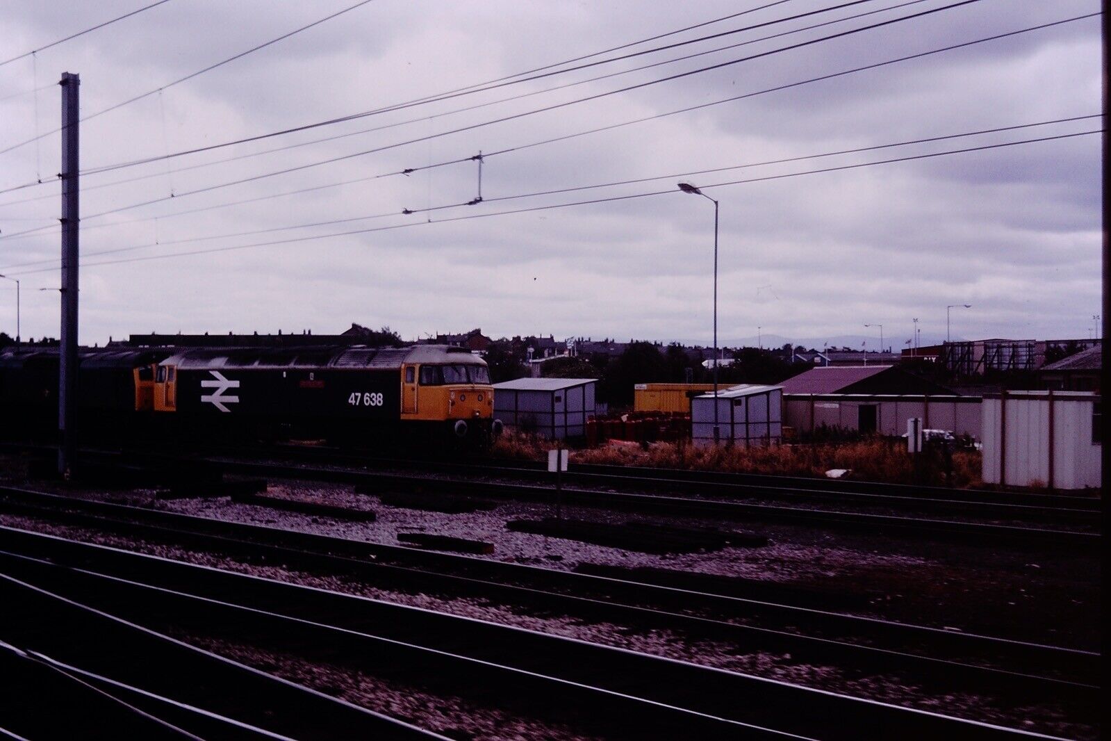 1980s British Rail BR Diesel Electric Loco 47 638 Railway Slide Ref 149
