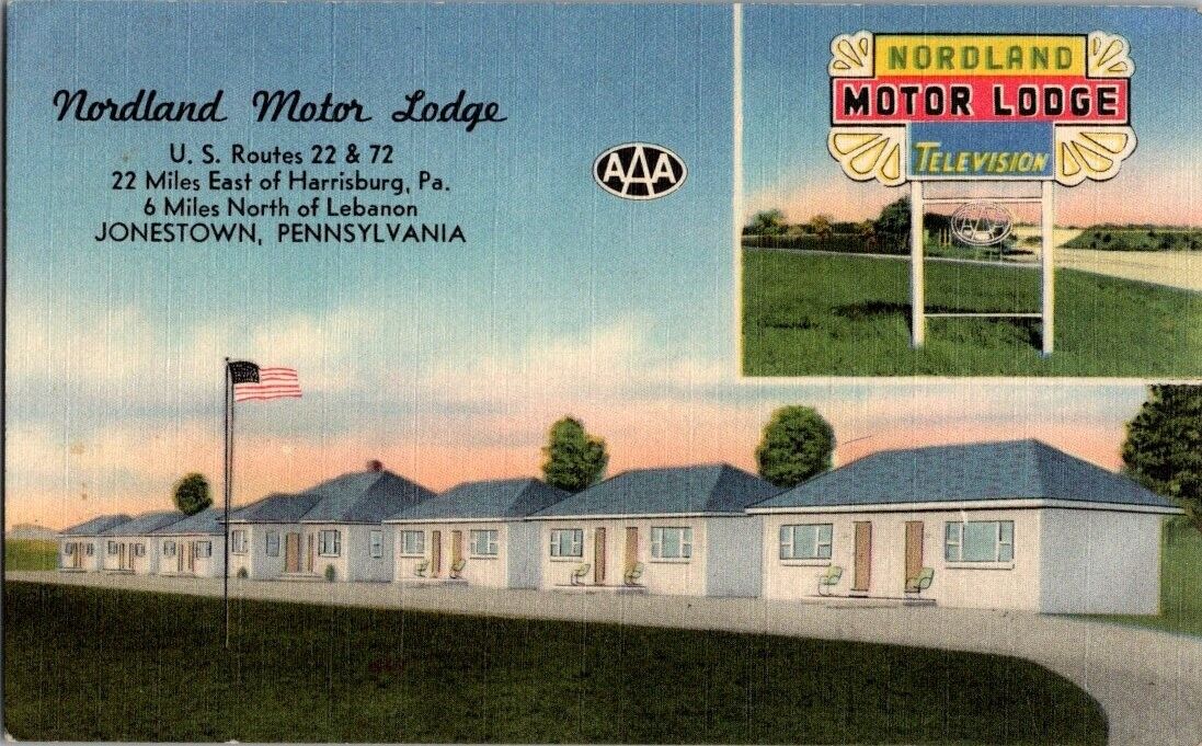 postcard Nordland Motor Lodge Jamestown Pennsylvania A7