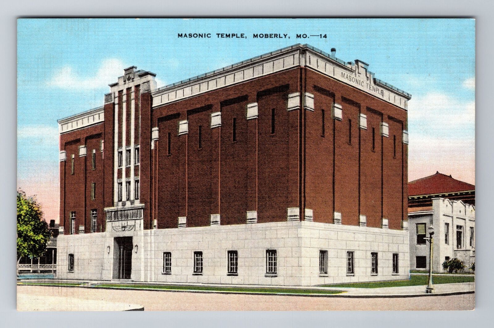 Moberly MO-Missouri, Masonic Temple, Antique Vintage Souvenir Postcard