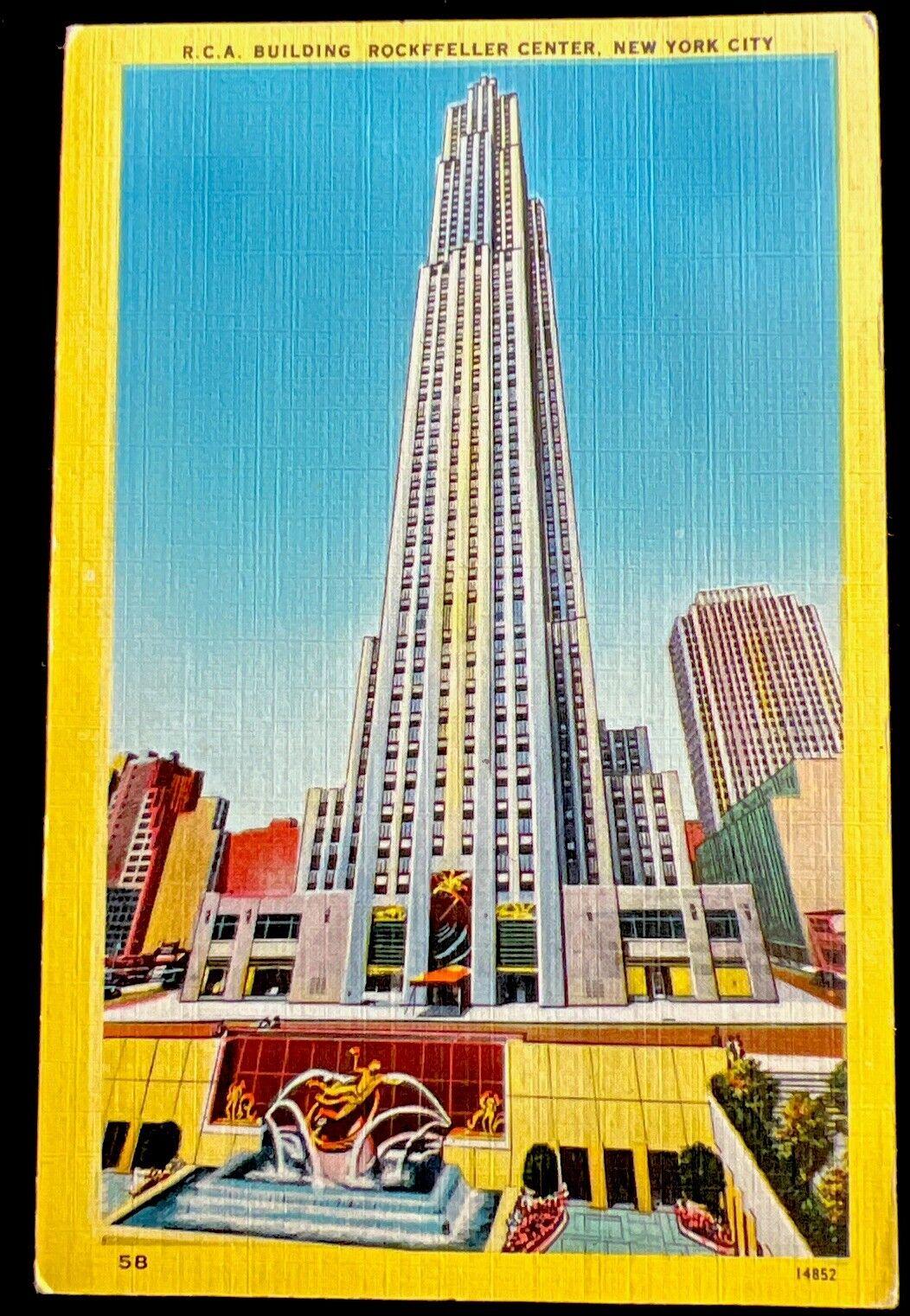2 Vintage Postcard RCA Building Rockefeller Center Night & Day New York City NY