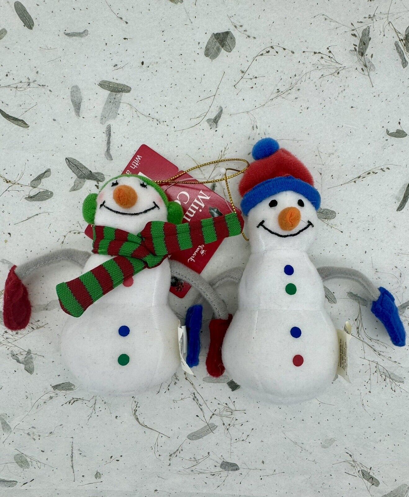 VTG Hallmark Mini Kiss Kiss Plush Snowman Set Original Tag Christmas Ornament