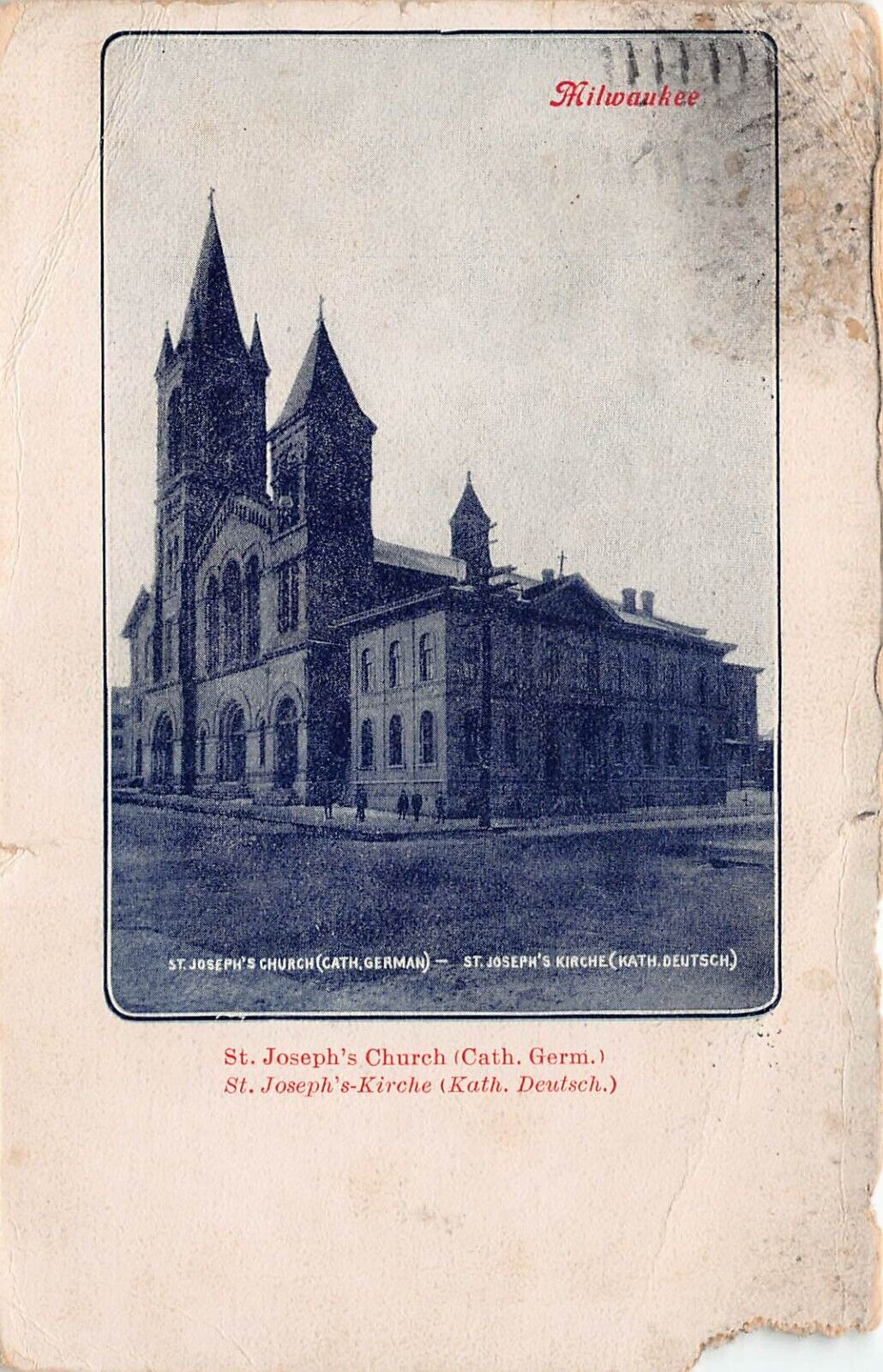 Milwaukee Wisconsin St Joseph's Church c1909 Vtg Postcard A11