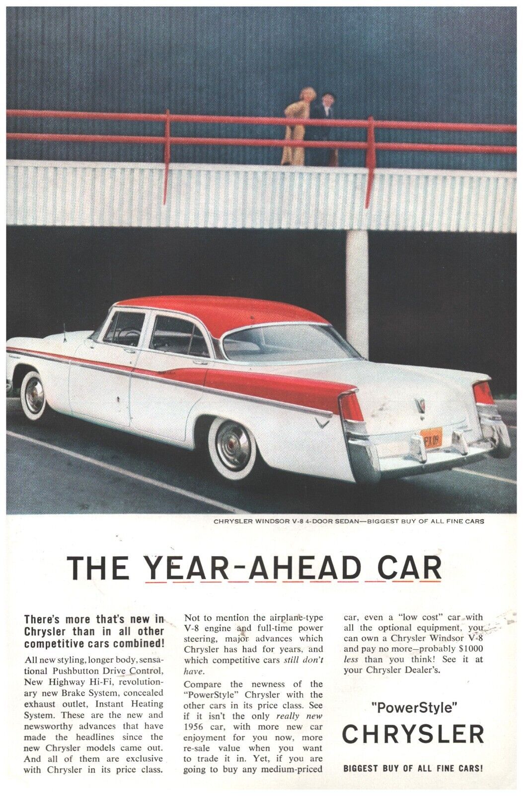 1956 Chrysler Windsor V-8 4-Door Sedan Vintage Original Magazine Print Ad
