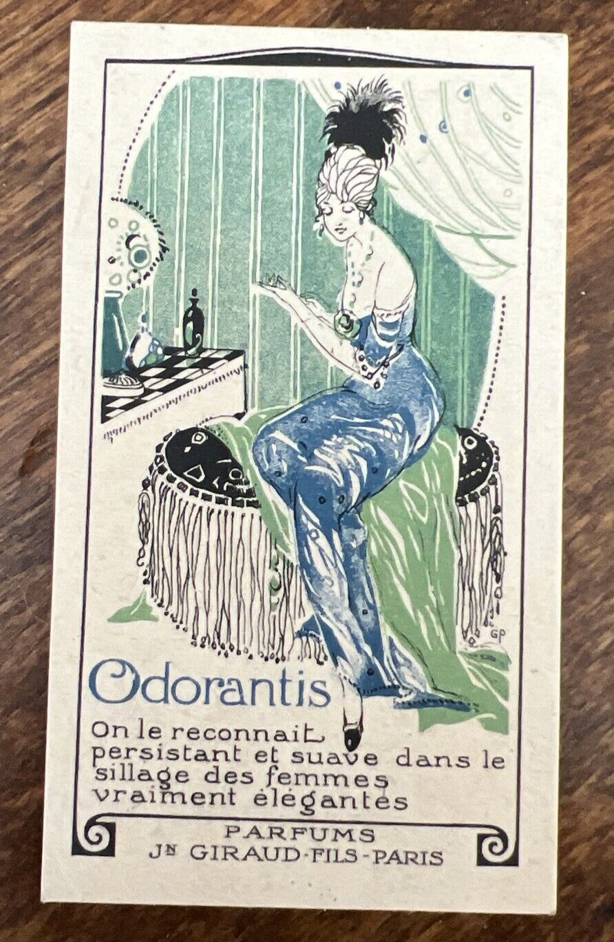 C1900 Trade Card Jn Giraud Fils Paris Odorantis Perfume Woman In Her Boudoir