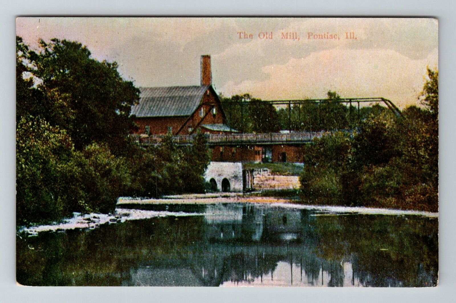 Pontiac IL-Illinois, The Old Mill, Antique Vintage Souvenir Postcard