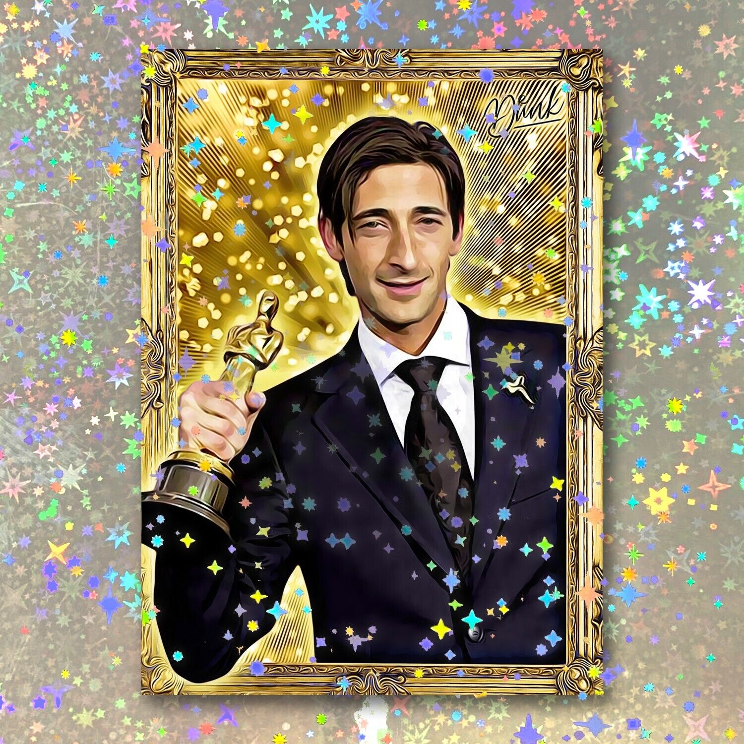 Adrien Brody Holographic Gold Getter Sketch Card Limited 1/5 Dr. Dunk Signed