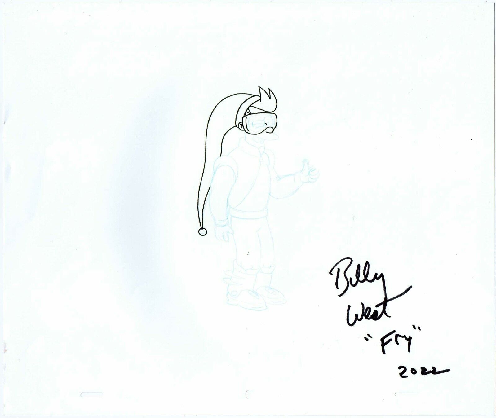 Futurama Fry Xmas Story Original Penciled Animation Art Signed w/COA Billy West