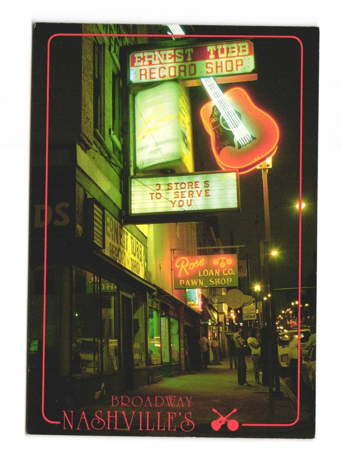 Lower Broadway, Nashville Tennessee Postcard Unposted 4x6