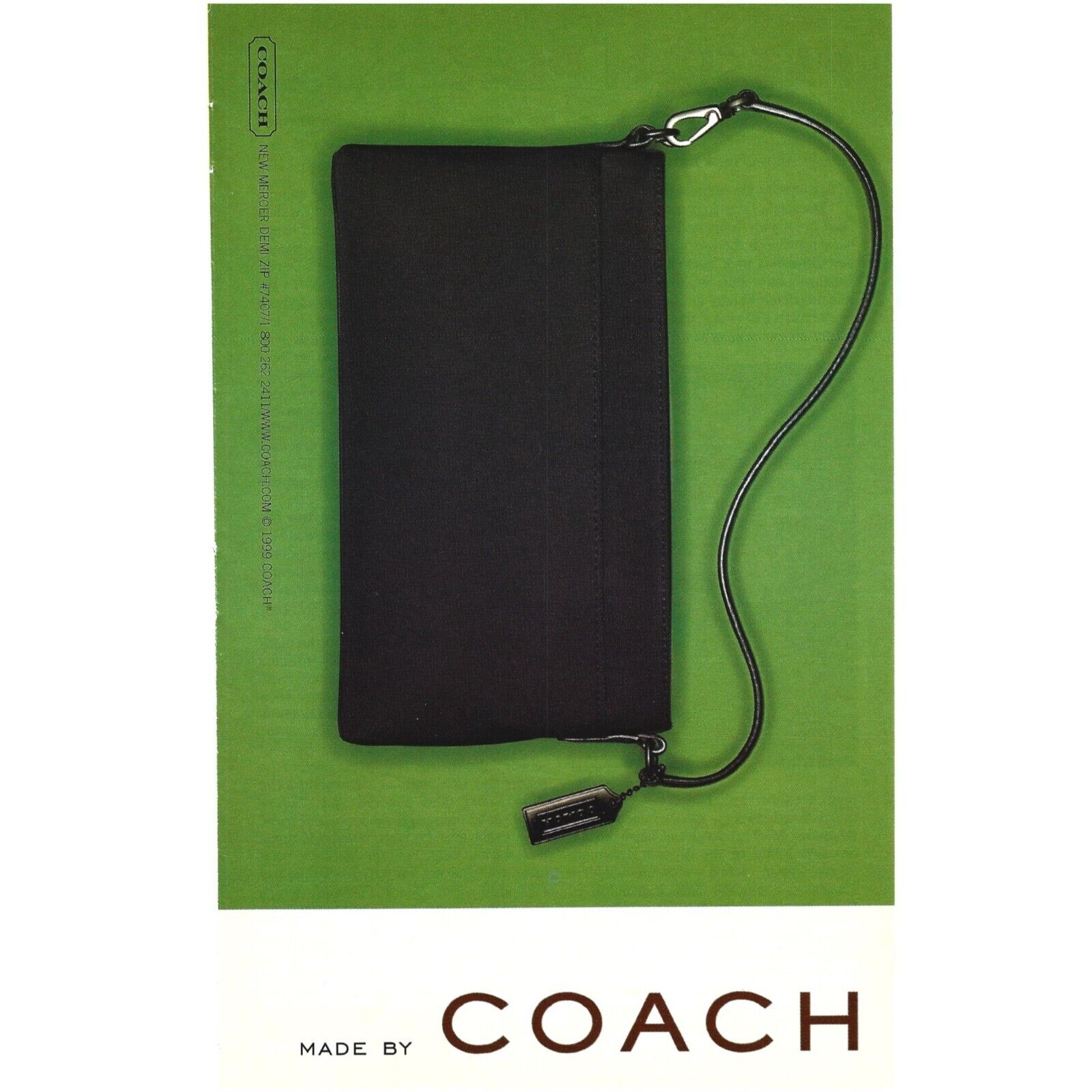 Coach New Mercer Demi Zip 1999 ADVERT Handbag Purse 1990s Vintage Print Ad