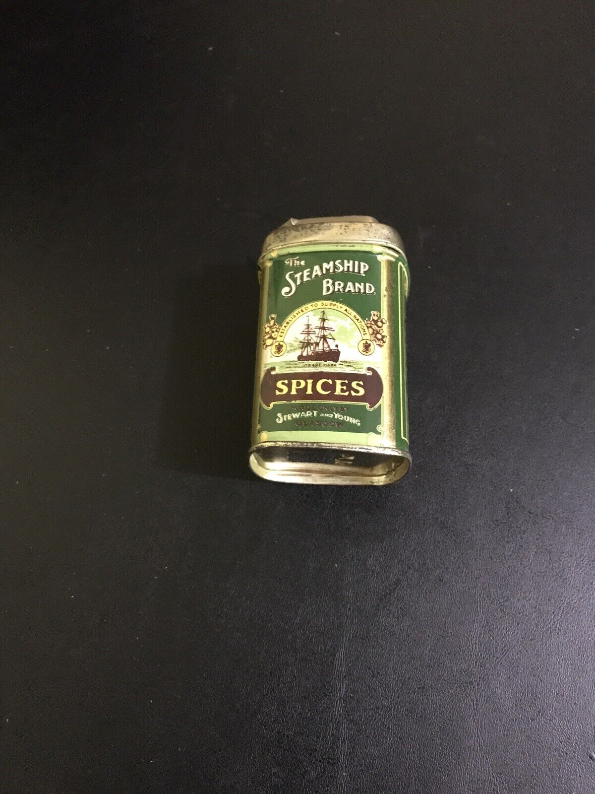 Steam Ship Brand Stewart And Young Spice Container