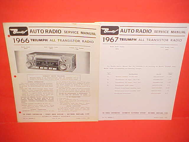 1966 1967 TRIUMPH SPITFIRE MK II III TR4A GT6 I BENDIX AM RADIO SERVICE MANUAL