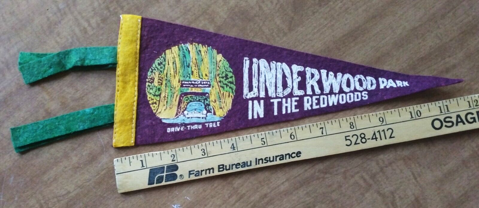 Vintage, Underwood Park in the Redwoods, Felt Pennant 18\