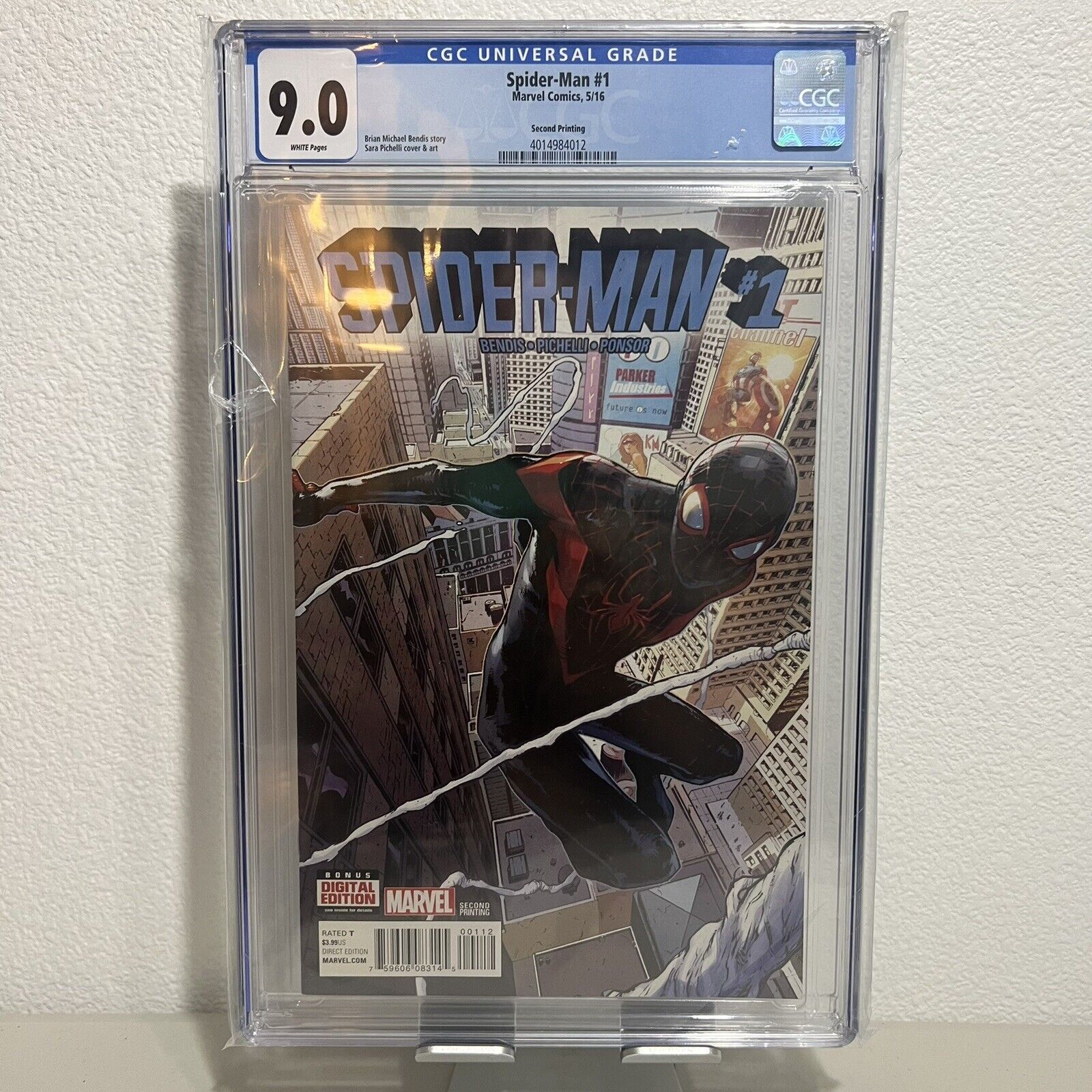 Spider-Man #1 3rd Ongoing Miles Morales 2nd Print Variant CGC 9.0 Marvel 2016