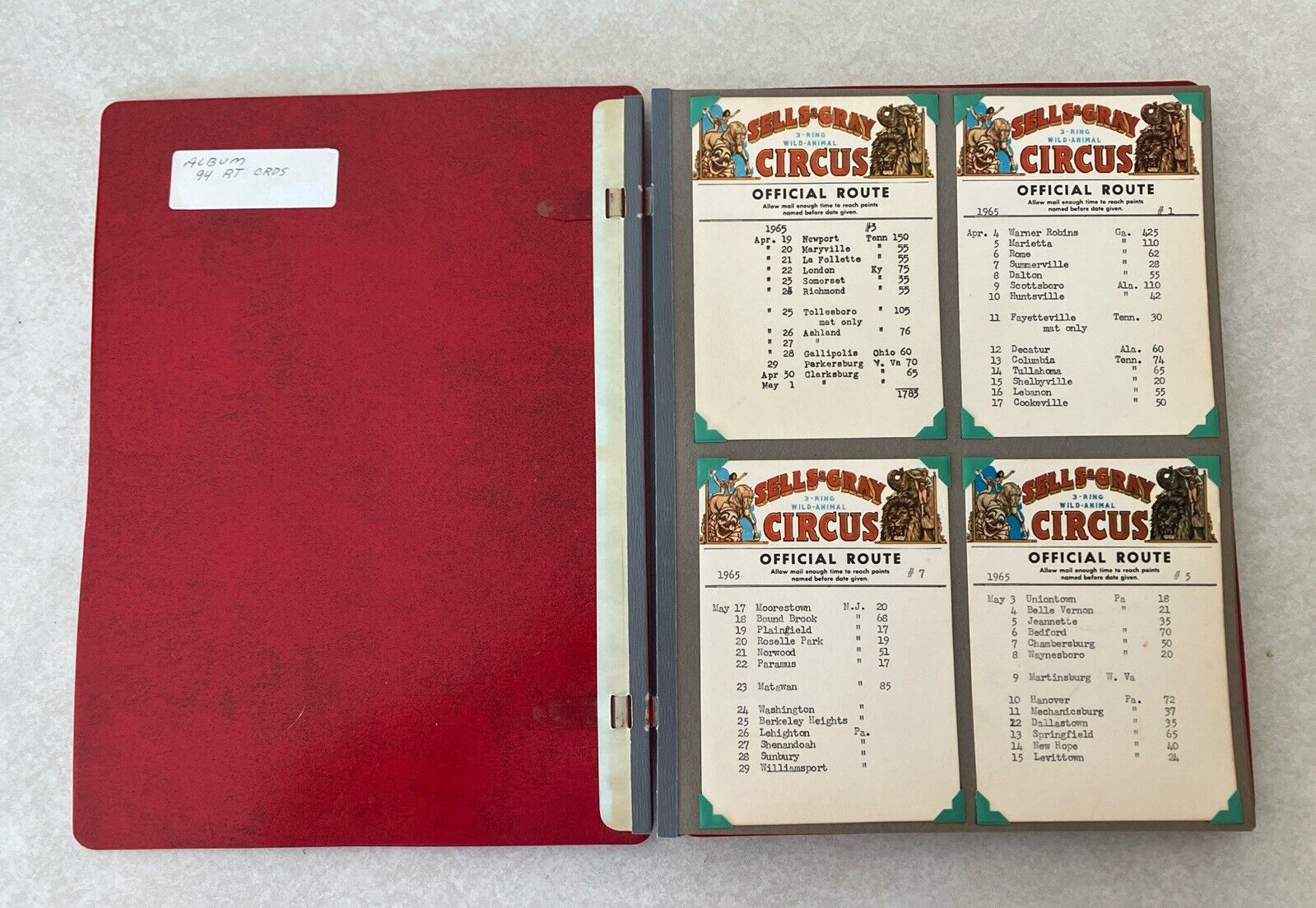 1960s Circus Train Route Cards 94 Total Cards In Binder Very Nice Display