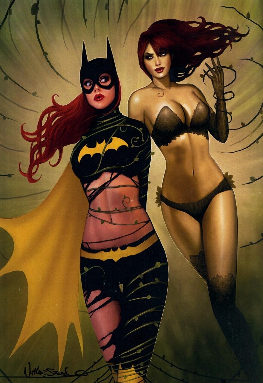 Nathan Szerdy SIGNED DC Comics Batman Art Print ~ Batgirl & Poison Ivy / Bondage