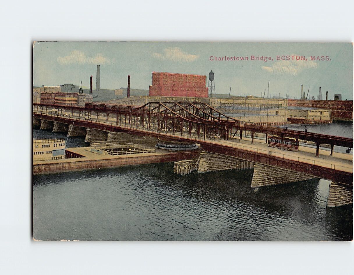 Postcard Charlestown Bridge, Boston, Massachusetts