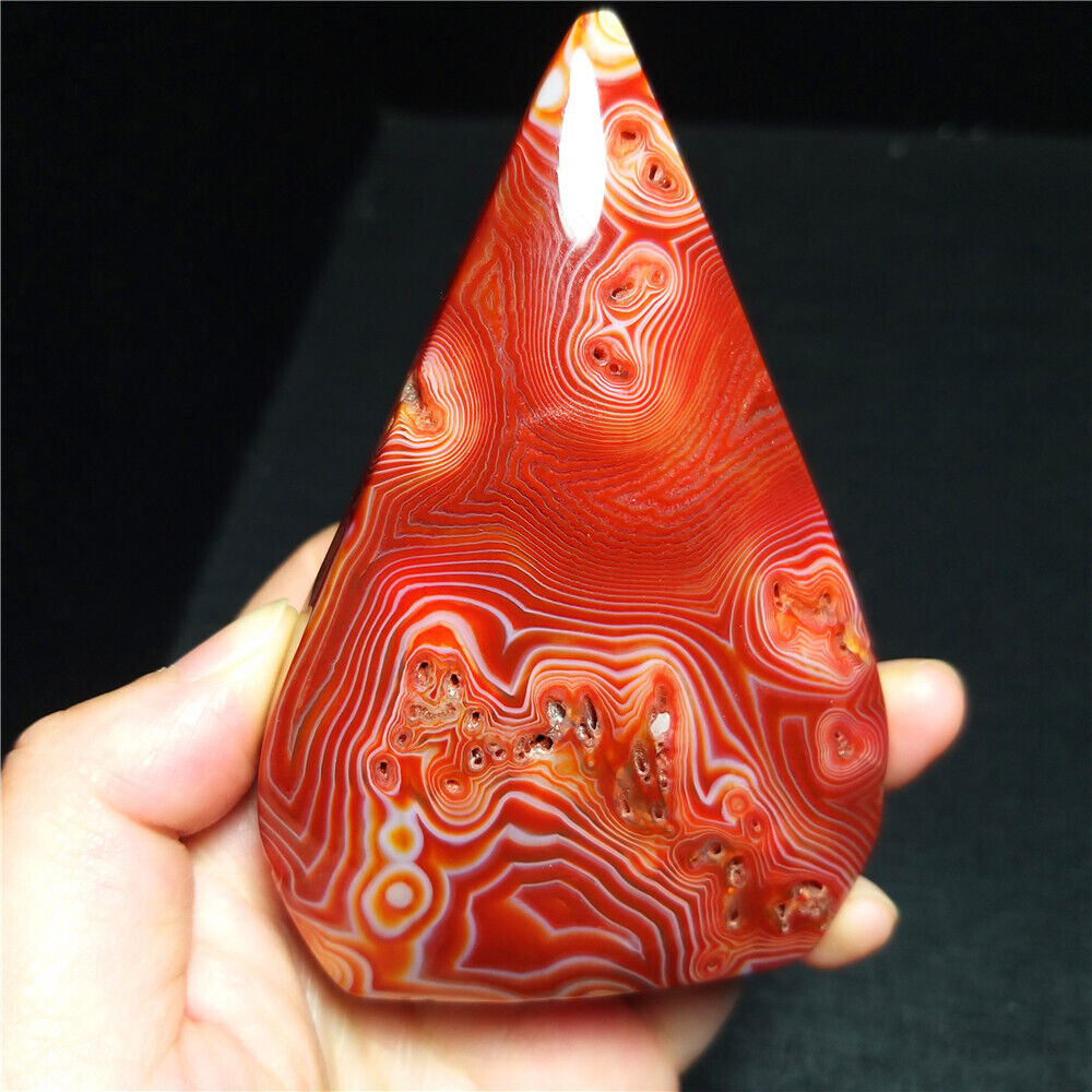 TOP 146G Natural Red Silk Banded Lace Agate Crystal Ornament Madagascar ZZ226