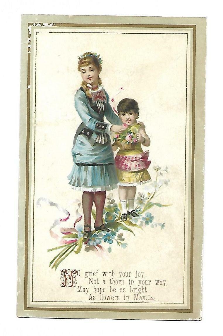 No Grief with Your Joy Not a Thorn in Your Way Vict Card c1880s