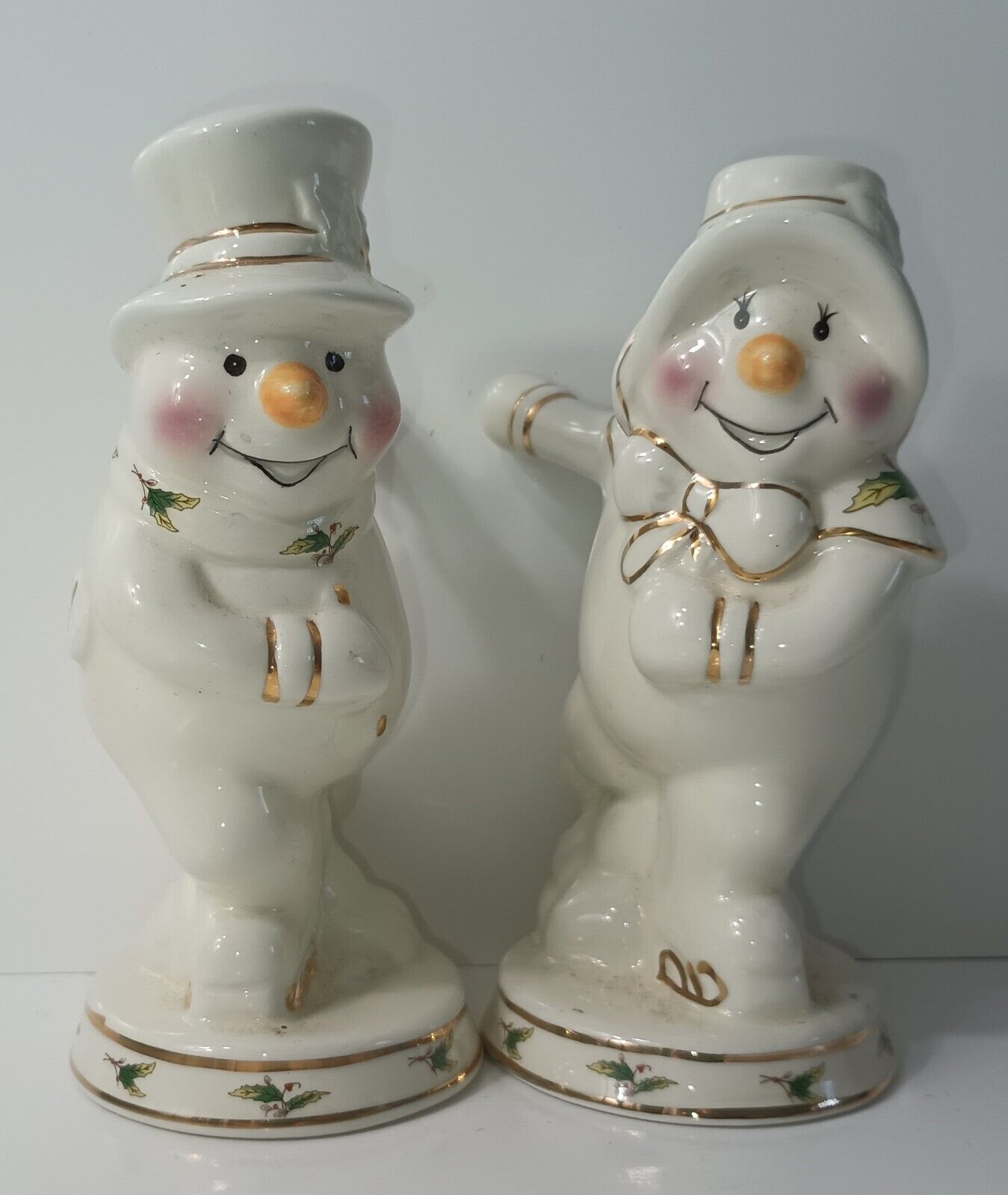 Vintage Snowman Snowwoman Salt n Pepper Shakers 5\