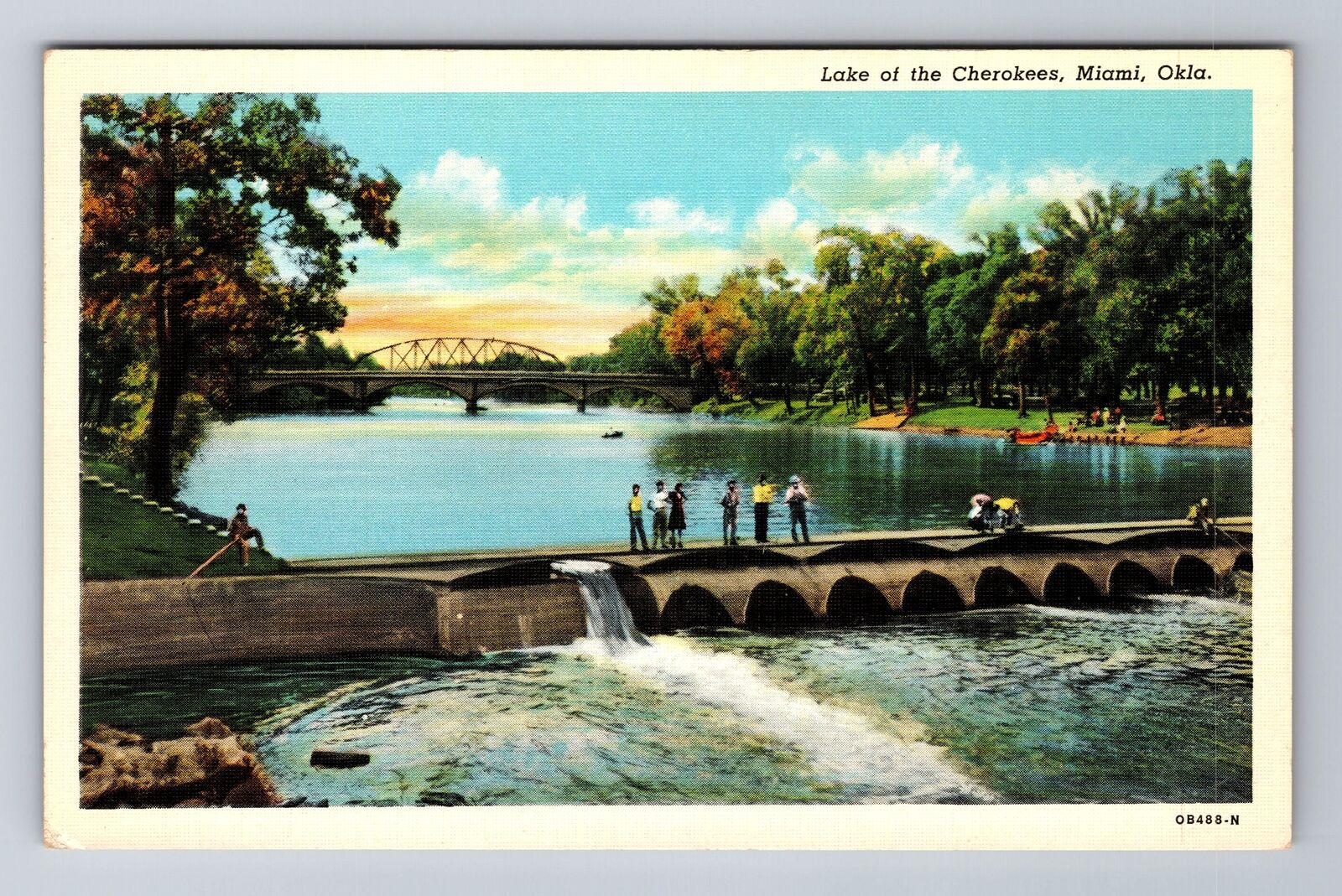 Miami OK-Oklahoma, Lake Of The Cherokees, Antique, Vintage Souvenir Postcard