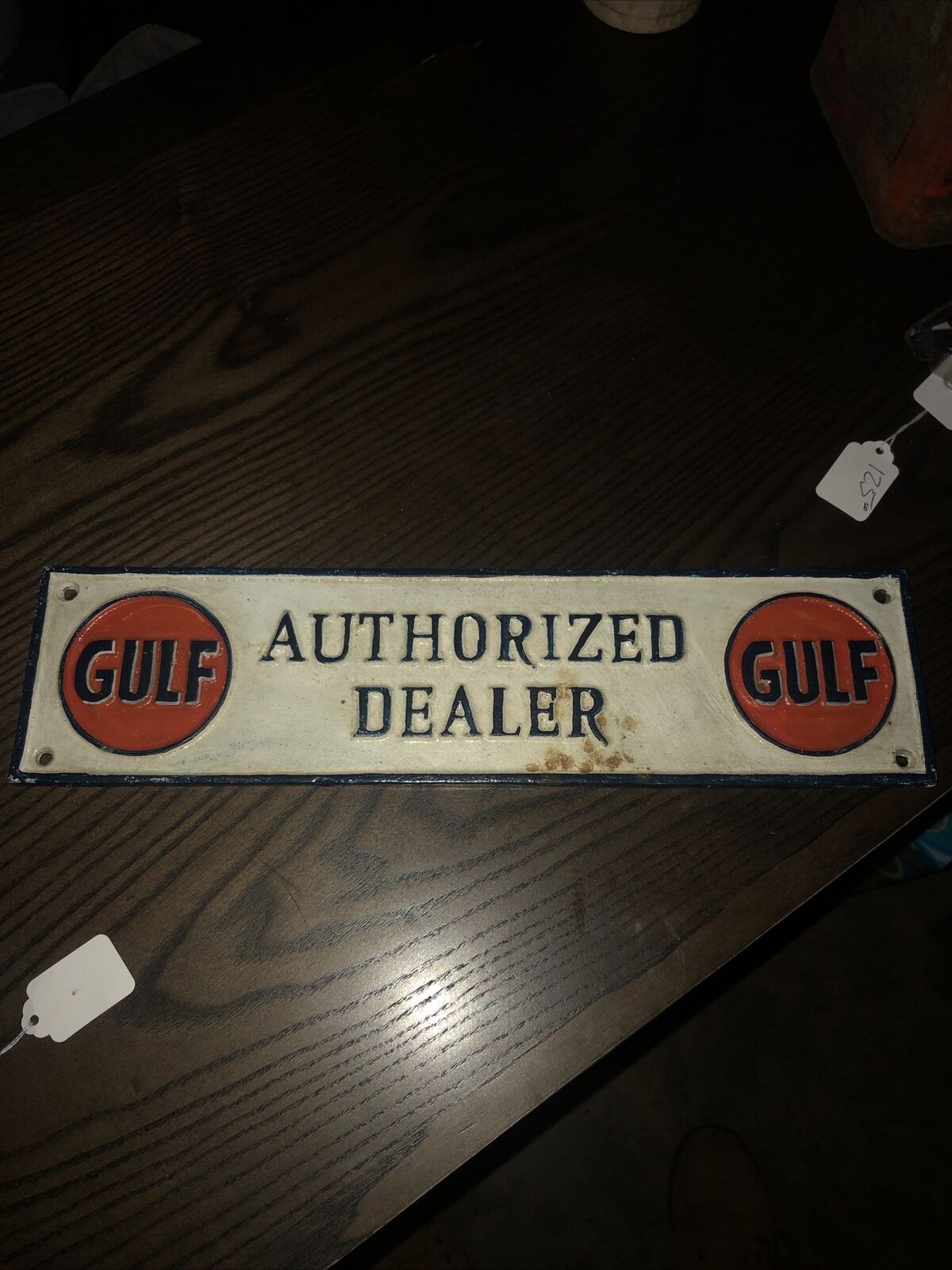 Cast Iron Gulf Authorized Dealer Sign