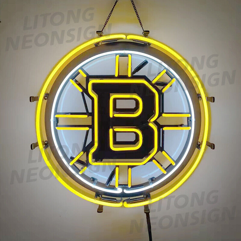Boston Bruins Logo Neon Signs 18x18 Beer Bar Sport Pub Store Wall Decor