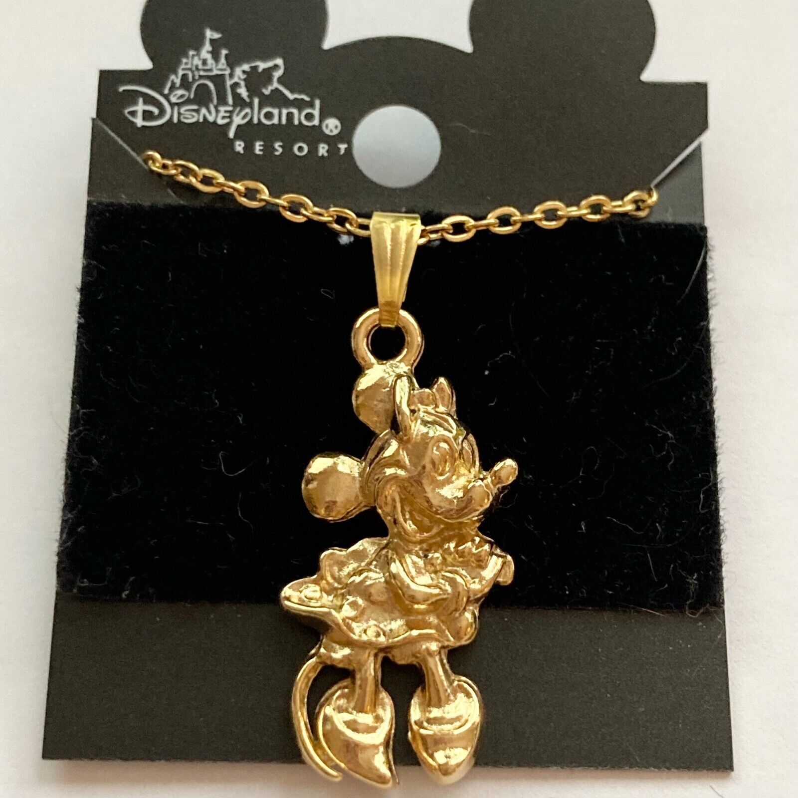 Vintage Disney Minnie Mouse Necklace Pendant Gold Plated 20\