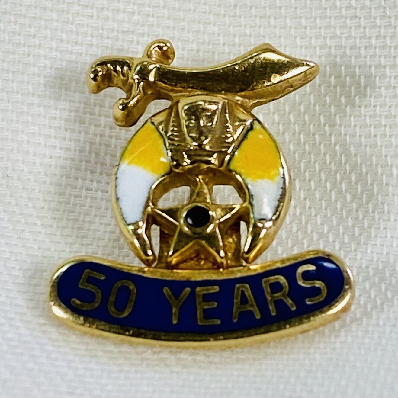 Vintage Shriners Pin- 50 Years- 10kt Gold and Enamel- No Reserve