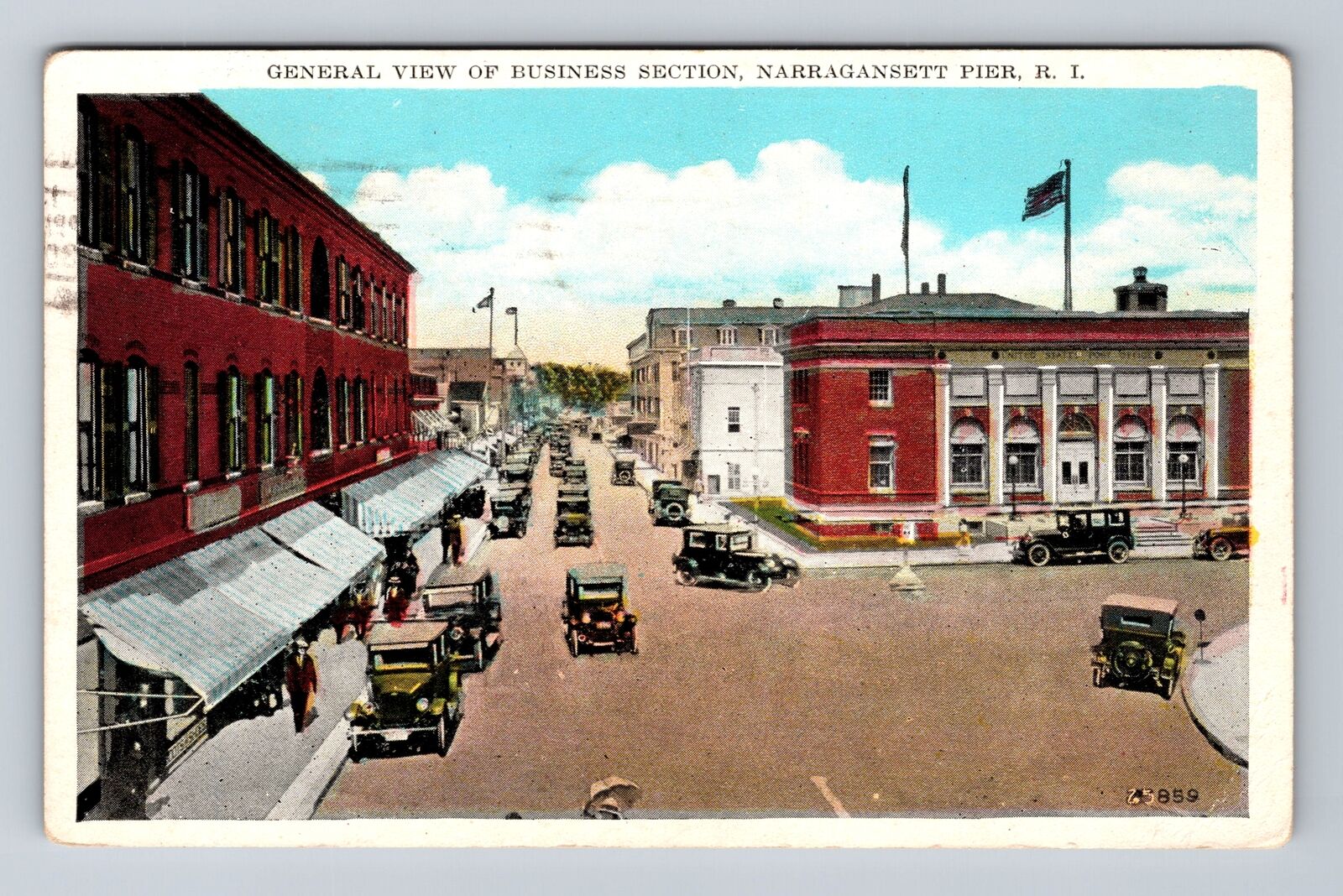 Narragansett Pier RI-Rhode Island, Business Section, Vintage c1930 Postcard