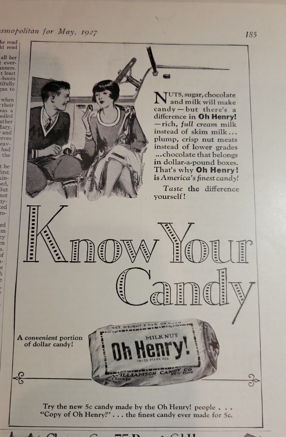 1927 Oh Henry candy bar know your candy vintage ad