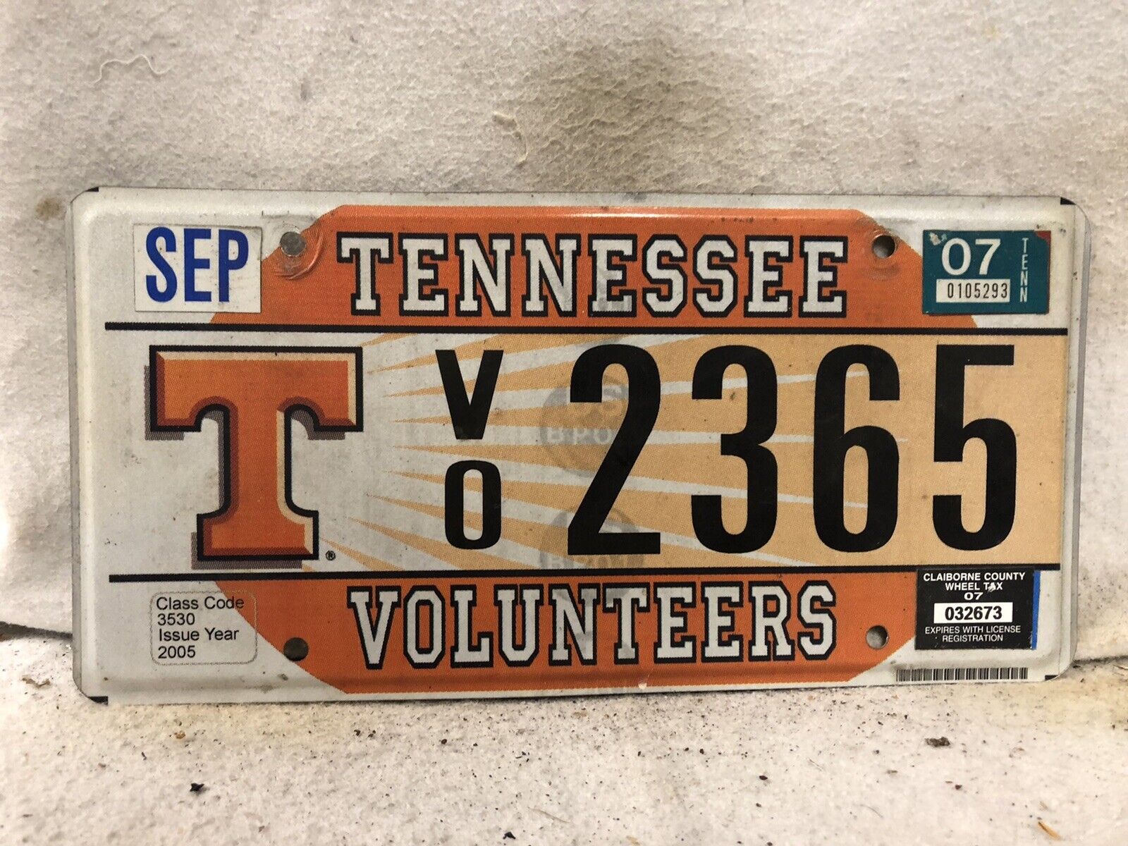 2007 Tennessee Volunteers License Plate