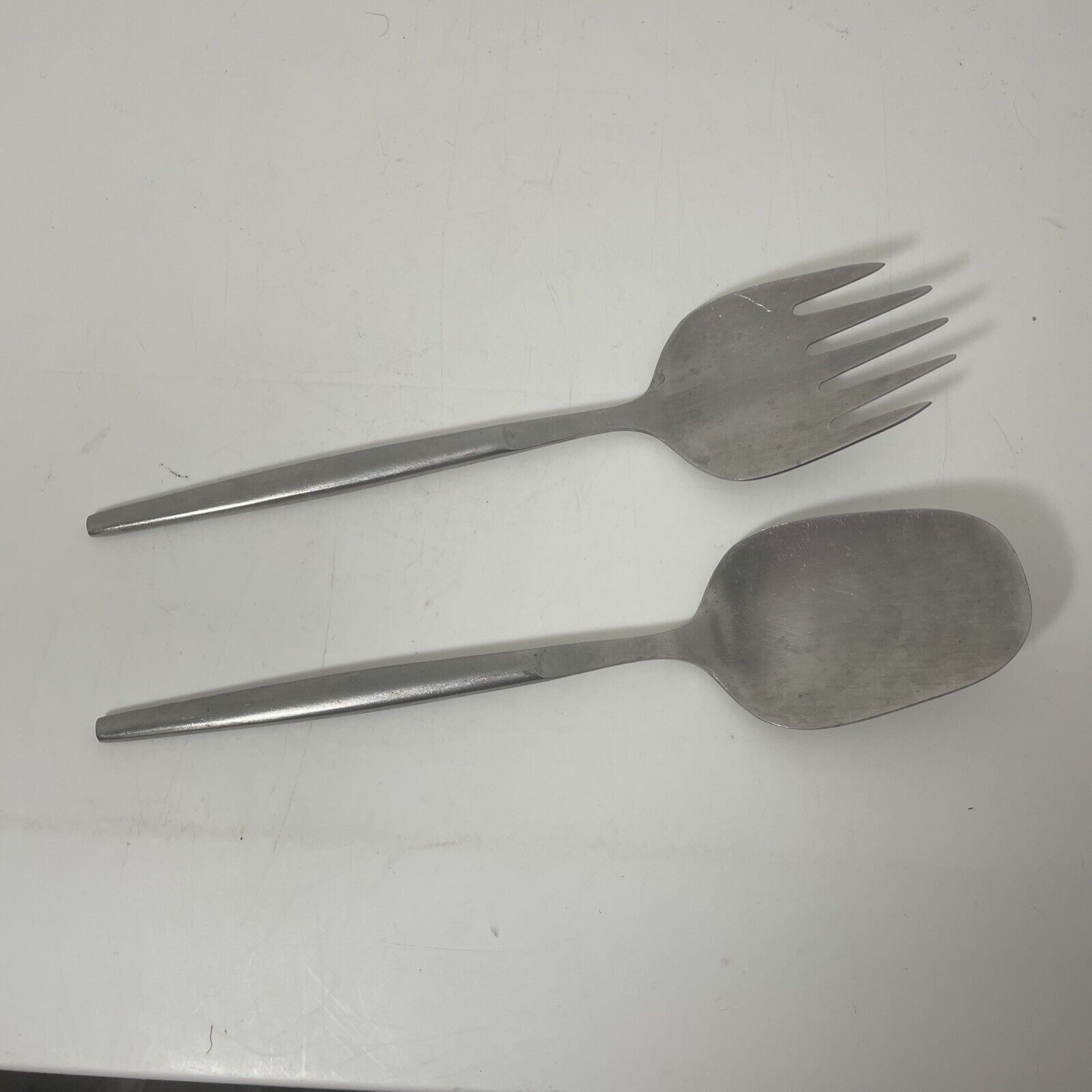 Kalmar Vintage MCM Salad Serving Fork and Spoon Set Stainless ITALY See Pics