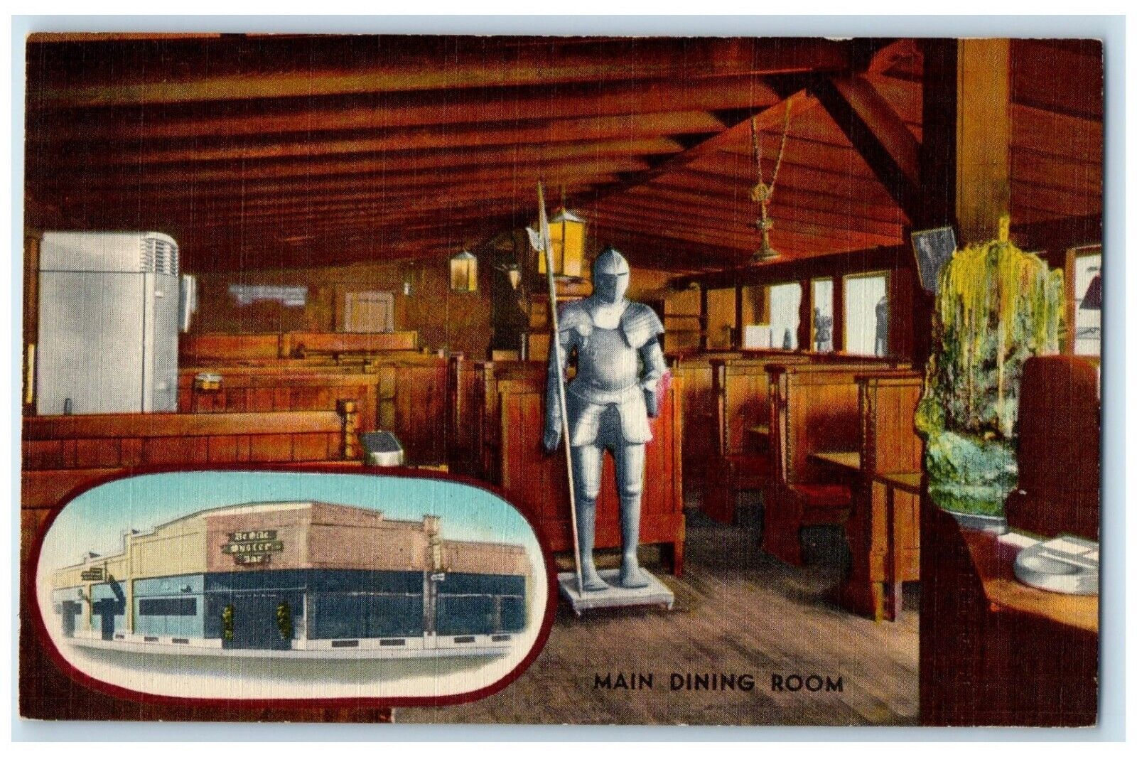 c1950's Ye Olde Oyster Bar Main Dining Room Fitchburg Massachusetts MA Postcard